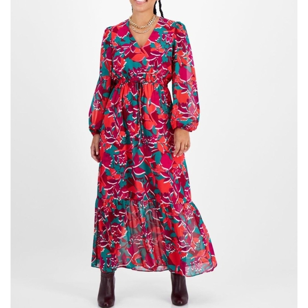 Pre-owned Floral V-Neck Maxi Dress - Multicolor